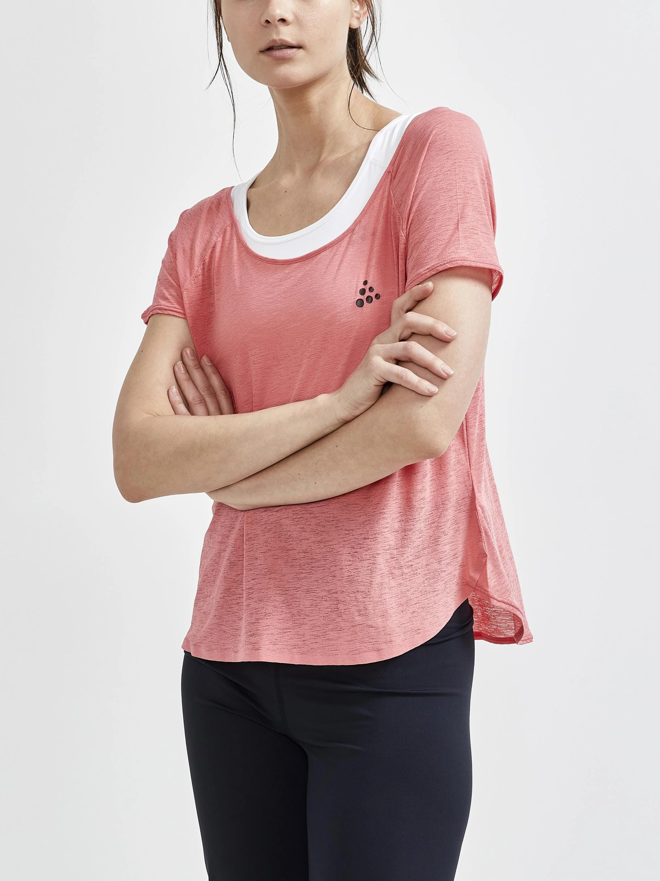 Women's Core Charge Cross Back Tee - CORAL