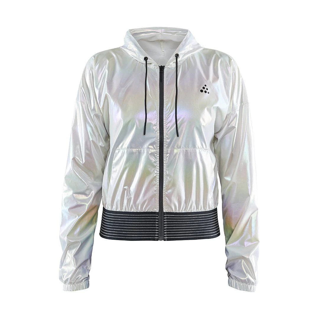 Women's Untmd Shiny Hood Training Jacket - SILVER